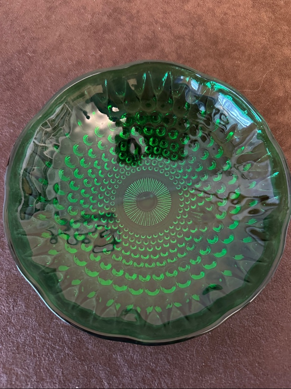 Anchor Hocking Emerald Green Bubble Bowl Candy Dish Depression Glass 6 3/8”